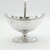 George III Sterling Silver Crested Swing Handle Sugar Basket Antique 1791 London
