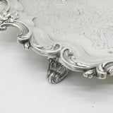 Large William IV Sterling Silver Floral Crested Salver Dish 1837 London Antique