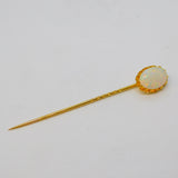 Victorian 18ct Yellow Gold Cabochon White Opal Stick Pin Antique c1890