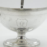 George III Sterling Silver Crested Swing Handle Sugar Basket Antique 1791 London