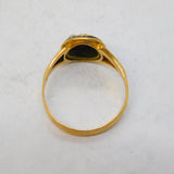 Victorian 18ct Gold Black Enamel 'In Memory Of' Mourning Ring Antique 1870 Birmingham