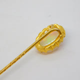 Victorian 18ct Yellow Gold Cabochon White Opal Stick Pin Antique c1890