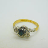 18ct Yellow Gold, Sapphire & Diamond Engagement Ring Vintage 1965 Birmingham