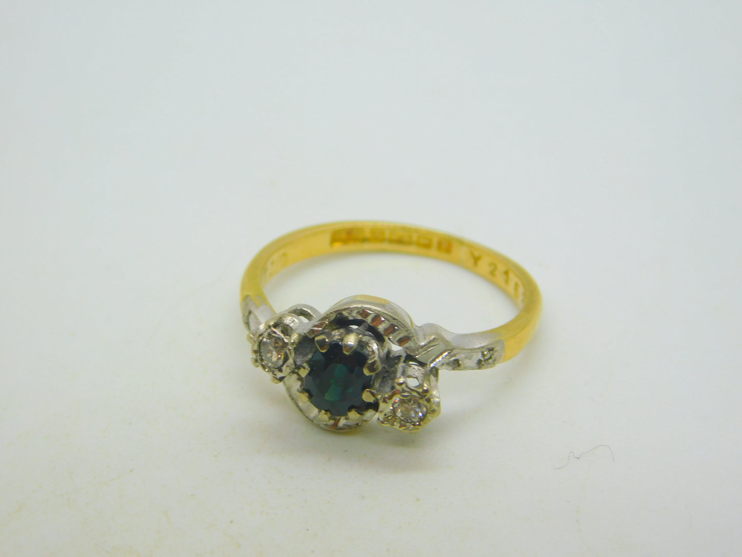 18ct Yellow Gold, Sapphire & Diamond Engagement Ring Vintage 1965 Birmingham