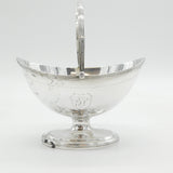 George III Sterling Silver Crested Swing Handle Sugar Basket Antique 1791 London