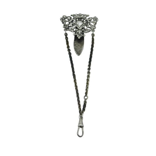 Victorian Sterling Silver Nouveau Pattern Sewing Chatelaine Antique 1890 London