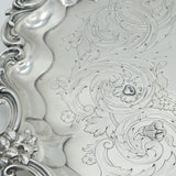 Large William IV Sterling Silver Floral Crested Salver Dish 1837 London Antique