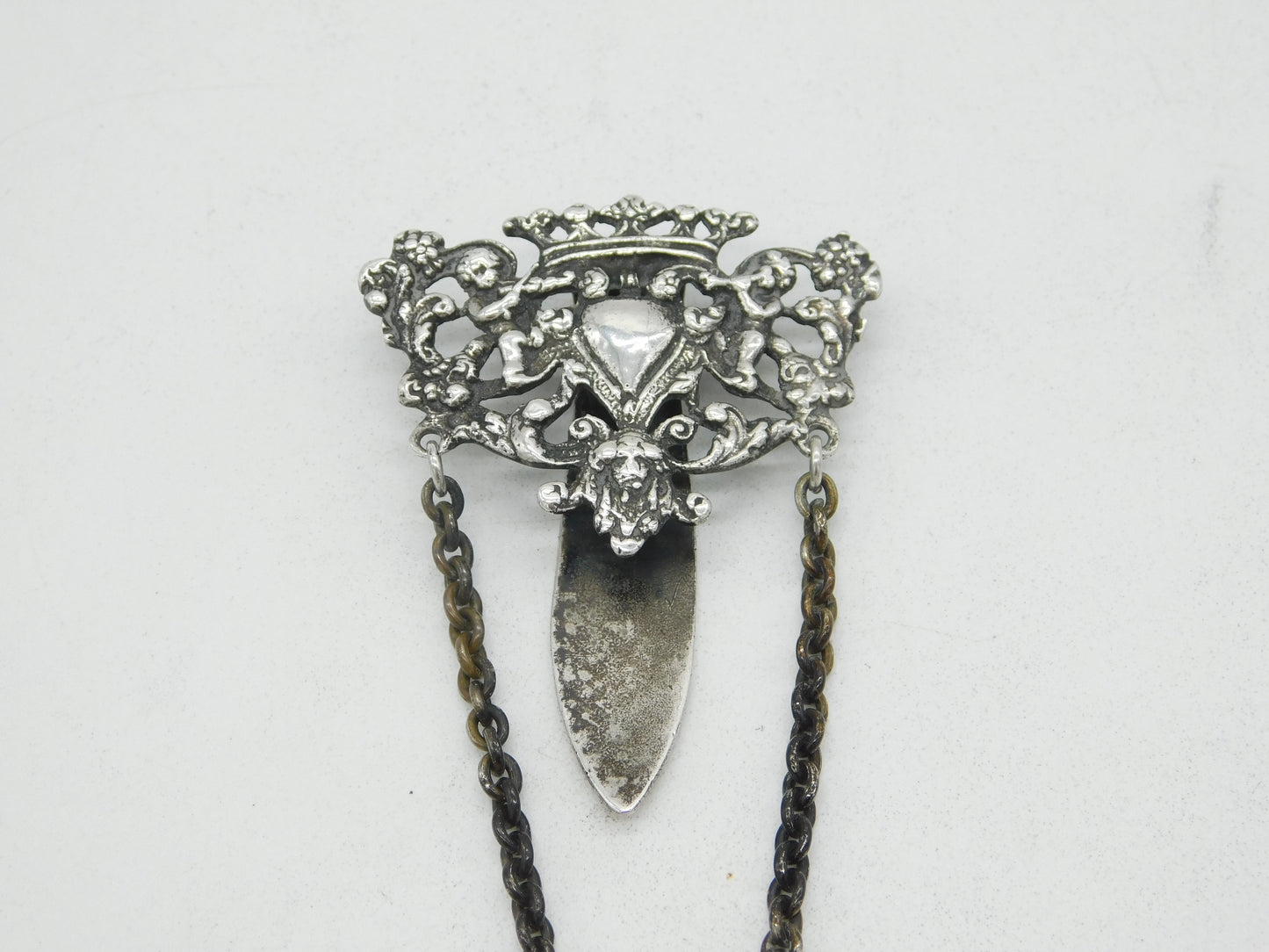 Victorian Sterling Silver Nouveau Pattern Sewing Chatelaine Antique 1890 London