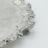 Large William IV Sterling Silver Floral Crested Salver Dish 1837 London Antique