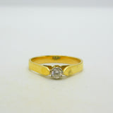 Victorian 18ct Yellow Gold & 0.1ct Diamond Solitaire Ring Antique c1890