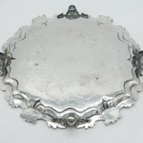 Large William IV Sterling Silver Floral Crested Salver Dish 1837 London Antique