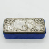 Edwardian Sterling Silver Topped Fabric Lined Jewellery Box Antique 1908 Birmingham
