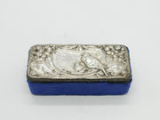 Edwardian Sterling Silver Topped Fabric Lined Jewellery Box Antique 1908 Birmingham