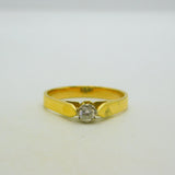 Victorian 18ct Yellow Gold & 0.1ct Diamond Solitaire Ring Antique c1890