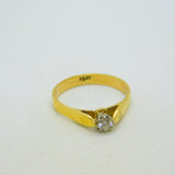 Victorian 18ct Yellow Gold & 0.1ct Diamond Solitaire Ring Antique c1890