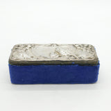 Edwardian Sterling Silver Topped Fabric Lined Jewellery Box Antique 1908 Birmingham