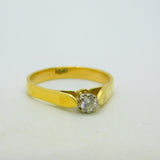 Victorian 18ct Yellow Gold & 0.1ct Diamond Solitaire Ring Antique c1890
