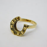 14ct Yellow Gold Lucky Horseshoe Dress Ring Vintage c1970 Continental