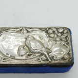 Edwardian Sterling Silver Topped Fabric Lined Jewellery Box Antique 1908 Birmingham