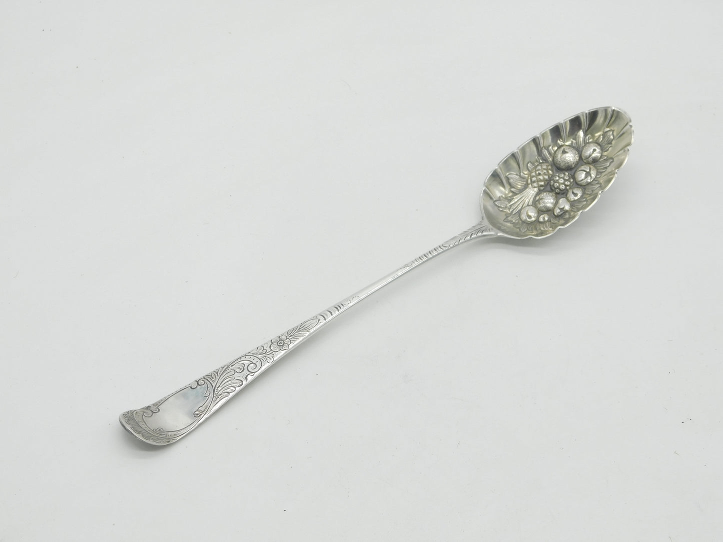 George III Sterling Silver Berry Pattern Basting Spoon Antique 1783 London