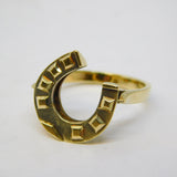 14ct Yellow Gold Lucky Horseshoe Dress Ring Vintage c1970 Continental