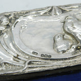 Edwardian Sterling Silver Topped Fabric Lined Jewellery Box Antique 1908 Birmingham