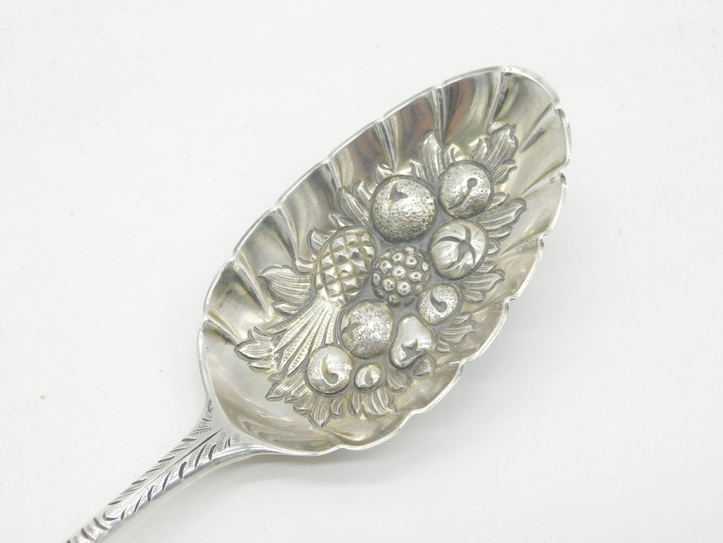 George III Sterling Silver Berry Pattern Basting Spoon Antique 1783 London