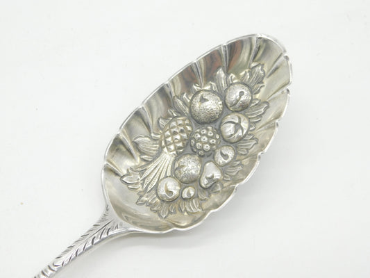 George III Sterling Silver Berry Pattern Basting Spoon Antique 1783 London