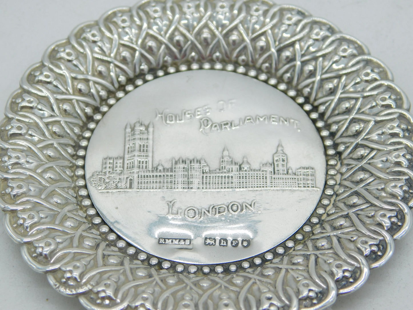 Edwardian Sterling Silver Houses of Parliament Pin Dish Antique 1903 London