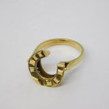 14ct Yellow Gold Lucky Horseshoe Dress Ring Vintage c1970 Continental
