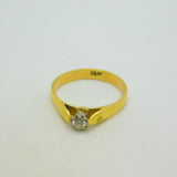 Victorian 18ct Yellow Gold & 0.1ct Diamond Solitaire Ring Antique c1890