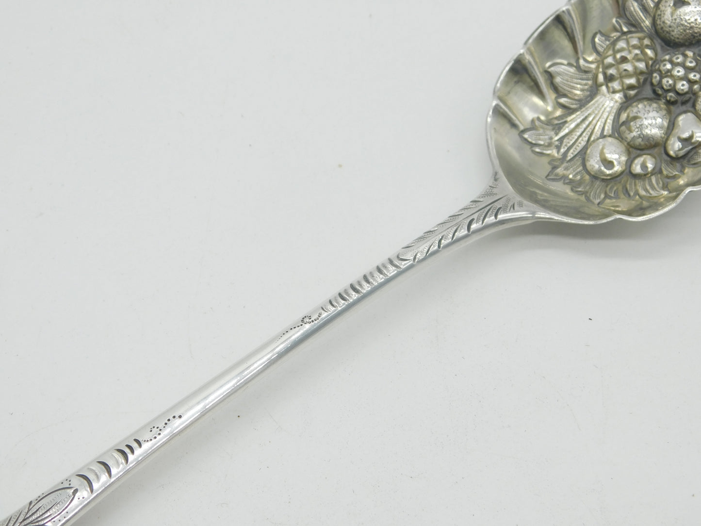 George III Sterling Silver Berry Pattern Basting Spoon Antique 1783 London