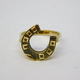 14ct Yellow Gold Lucky Horseshoe Dress Ring Vintage c1970 Continental