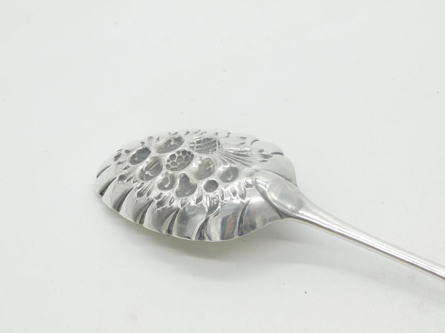 George III Sterling Silver Berry Pattern Basting Spoon Antique 1783 London