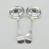 George IV Pair of Irish Sterling Silver Lion Crest Sauce Ladles 1825 Dublin Antique