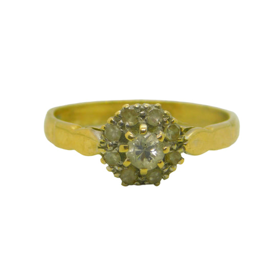 18ct Yellow Gold & Diamond Set Floral Cluster Ring Vintage 1996 Birmingham