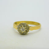 18ct Yellow Gold & Diamond Set Floral Cluster Ring Vintage 1996 Birmingham