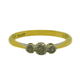 18ct Yellow Gold & Three-Stone Diamond Dress Ring Antique c1920 Art Deco