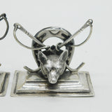Victorian Pair of Sterling Silver Hunting Fox Mask Place Settings Antique 1899 London