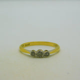 18ct Yellow Gold & Three-Stone Diamond Dress Ring Antique c1920 Art Deco