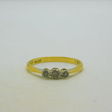 18ct Yellow Gold & Three-Stone Diamond Dress Ring Antique c1920 Art Deco