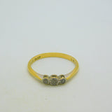 18ct Yellow Gold & Three-Stone Diamond Dress Ring Antique c1920 Art Deco