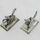 Victorian Pair of Sterling Silver Hunting Fox Mask Place Settings Antique 1899 London