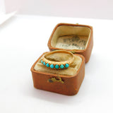 9ct Yellow Gold Seven Stone Turquoise Half Eternity Ring Vintage c1990 London