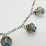 19th Century Austro-Hungarian Sterling Silver, Turquoise, Citrine Necklace c1890