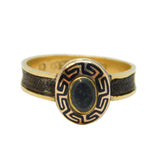 Victorian 9ct Gold, Enamel & Hairwork Mourning Ring Antique 1898 Chester