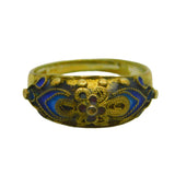Chinese Sterling Silver Gilt & Enamel Floral Dress Ring Mid-Century c1950