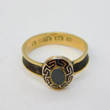 Victorian 9ct Gold, Enamel & Hairwork Mourning Ring Antique 1898 Chester