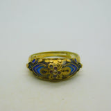 Chinese Sterling Silver Gilt & Enamel Floral Dress Ring Mid-Century c1950