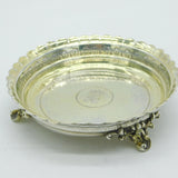 Hunt & Roskell Sterling Silver Gilded Glass Coaster Dish 1910 London Antique
